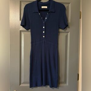 Urban Outfitters Hillary Polo-Style Sweater Dress Ribbed Blue Button Down SZ: L